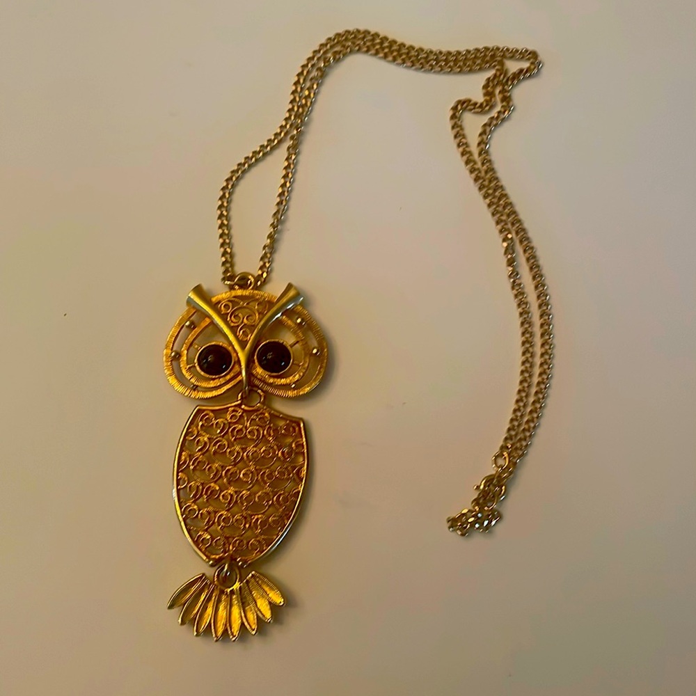 Owl Necklace-Gold tone